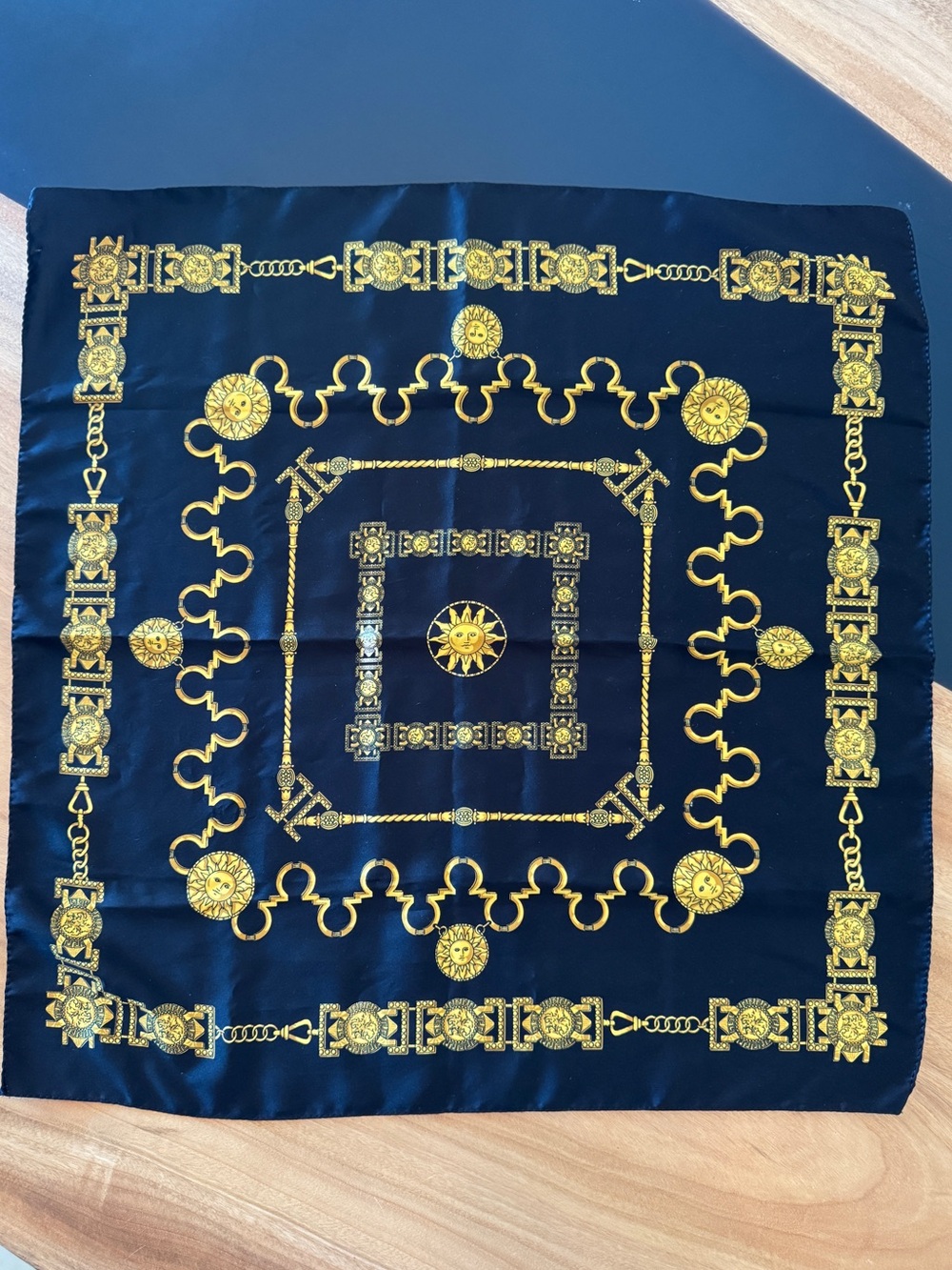 Black and Gold Decorative Silk-Feel Scarf